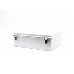 Gabinete de Plástico ABS, Uso en Intemperie IP66 (350 x 460 x 160 mm) Cierre por Broche Inoxidable y Permite Cerrado con Candado y Llave (Perno 5mm) No Incluido