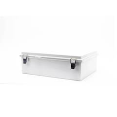 Gabinete de Plástico ABS, Uso en Intemperie IP66 (350 x 460 x 160 mm) Cierre por Broche Inoxidable y Permite Cerrado con Candado y Llave (Perno 5mm) No Incluido