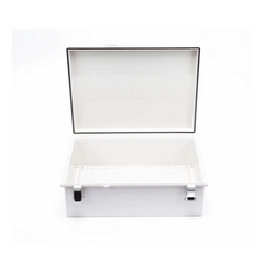 Gabinete de Plástico ABS, Uso en Intemperie IP66 (350 x 460 x 160 mm) Cierre por Broche Inoxidable y Permite Cerrado con Candado y Llave (Perno 5mm) No Incluido