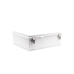 Gabinete de Plástico ABS, Uso en Intemperie IP66 (350 x 460 x 160 mm) Cierre por Broche Inoxidable y Permite Cerrado con Candado y Llave (Perno 5mm) No Incluido