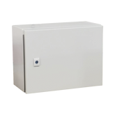 Gabinete de Acero IP66 Uso en Intemperie (400 x 300 x 300 mm) con Placa Trasera Interior Metálica y Compuerta Inferior Atornillable (Incluye Chapa y Llave T). Ideal para Centros de Carga y Tableros de Control.