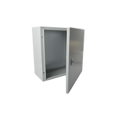Gabinete de Acero IP66 Uso en Intemperie (400 x 400 x 200 mm) con Placa Trasera Interior de Metal y Compuerta Inferior Atornillable (Incluye Chapa y Llave T).