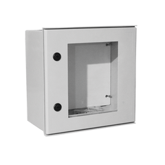 Gabinete de Poliéster IP65 Puerta Transparente, Uso en Intemperie (400 x 400 x 200 mm) con Placa Trasera Interior de Plástico (Incluye Chapa y Llave).