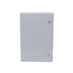 Gabinete de Acero IP66 Uso en Intemperie (400 x 600 x 250 mm) con Placa Trasera Interior Metálica y Compuerta Inferior Atornillable (Incluye Chapa y Llave T).