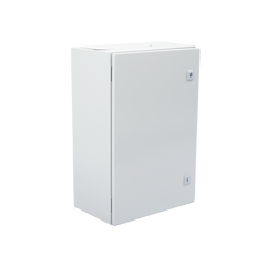 Gabinete de Acero IP66 Uso en Intemperie (400 x 600 x 250 mm) con Placa Trasera Interior Metálica y Compuerta Inferior Atornillable (Incluye Chapa y Llave T).