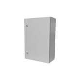 Gabinete de Acero IP66 Uso en Intemperie (500 x 700 x 250 mm) con Placa Trasera Interior Metálica y Compuerta Inferior Atornillable (Incluye Chapa y Llave T).
