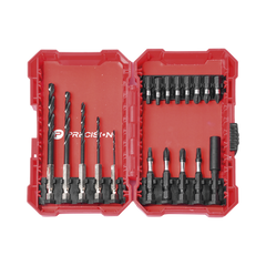 Juego de 18 Puntas y Brocas para Taladro, con Entrada Hexagonal de 1/4", Incluye Estuche.