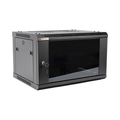 Gabinete PRECISION, Con Puerta de Cristal Templado, de 19in, 6UR, 450mm de Profundidad, Color Negro