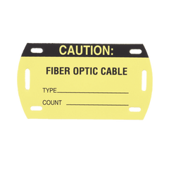 Kit de 5 Etiquetas Autolaminadas para Fibra Óptica, Para Uso Interior/Exterior, Dimensiones de 90.42 x 52.32 mm (3.56 x 2.06 pulgadas), Color Negro con Amarillo