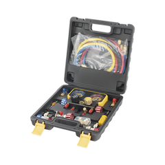 Manómetro de 4 vías con Accesorios para Gas refrigerante R410A/ R32/ R134A/R22