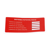 Etiqueta de Sistema fotovoltaico/ Paquete con 20