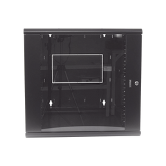 Gabinete PanZone de Montaje en Pared, de 19in, Puerta con Ventana de Seguridad, 12 UR, 762mm de Profundidad, Color Negro