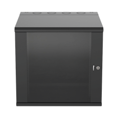 Gabinete PanZone de Montaje en Pared, de 19in, Puerta con Ventana de Seguridad, 12 UR, 635mm de Profundidad, Color Negro
