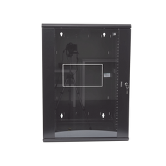 Gabinete PanZone de Montaje en Pared, de 19in, Puerta con Ventana de Seguridad, 18 UR, 635mm de Profundidad, Color Negro