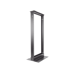 Rack de Dos Postes Estándar de 19 in, Rieles Numerados y Roscados #12-24, Fabricado en Aluminio, 24 Unidades de Rack, Color Negro