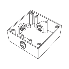 Caja Cuadrada de 3/4" (19.05 mm) a Prueba de Intemperie/ Cuenta con 3 bocas.