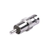 Adaptador de BNC Hembra a RCA Macho en 50 Ohm para Fono, uso en Aplicaciones de Audio-Video, Níquel/ Plata/ Delrin.