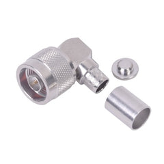 Conector N Macho en Ángulo Recto de Anillo Plegable para RG-8/U, 9913, LMR-400, Plata/ Oro/ Teflón