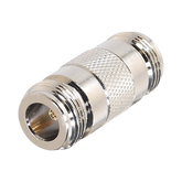 Adaptador Barril en Linea para 50 Ohm, de Conector N Hembra a N Hembra, Plata/ Oro/ Teflón.