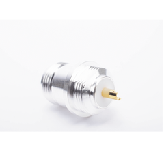 Conector N Hembra, para Montaje Frontal en Panel, Doble D Plano, Plata/ Oro/ Teflón.
