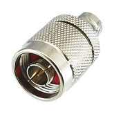 Adaptador en Línea de Conector N Macho a BNC Hembra, Plata/ Oro/ Teflón.