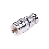 Adaptador en Linea para 50 Ohm, de Conector N Hembra a BNC Macho, Plata /Oro /Teflón.