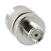 Adaptador en Línea de Conector Mini UHF Hembra a UHF Macho (PL-259), Níquel/ Oro/ Teflón.