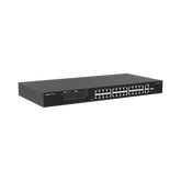 Switch PoE+ no Administrable, hasta 370 Watts Ideal para CCTV, 24 Puertos 10/100 PoE+, 2 Uplinks Gigabit (1 SFP COMBO)