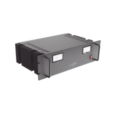 Fuente de poder 13.8Vcc, 35A, lineal regulada con circuito cargador de baterías, para instalación en rack