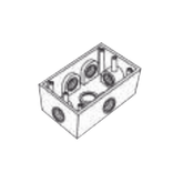 Caja Condulet FS de 1/2" (12.7 mm) con seis bocas a prueba de intemperie.