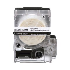 Casete de 300 Etiquetas Autolaminadas de 19.1 x 25.4 mm (0.75 x 1 Pulgadas), para Cables de 2 a 4 mm (0.08 a 0.16 Pulgadas) de Diámetro, Área de Impresión Color Blanco