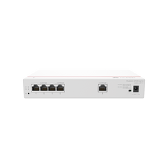 Router Multi-Servicio / 1 puerto 10/100/1000 Mbps(WAN) / 4 puertos 10/100/1000 Mbps(LAN) PoE+ (802.3af/at) / 50W / Rendimiento 1 Gbps / Controla hasta 32 APs / Hasta 150 Clientes / Administración Nube Gratis