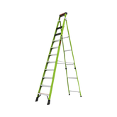 Escalera de 3.65 m Capacidad máxima de 170 Kg, inclinada, de fibra de vidrio con almohadilla de pared giratoria.