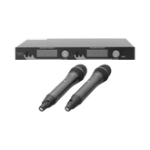 Kit de Microfonía inalámbrico | 2 Micrófonos de mano | Receptor UHF | Pantalla LCD | 200 Canales | Gran cobertura