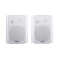 Altavoces Amplificada de Montaje en Pared 5"+1.5" | RMS 20W@8ohms y Pasivo 20W | Material ABS | Reja Metálica | Bracket de Metal | Color Blanco