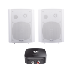 Kit Altavoces + Modulo Receptor BT | Montaje en Pared | 2x20W RMS | Material ABS y Reja Metálica | Bracket de Metal | Color Blanco