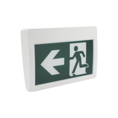 Letrero LED de Señalización de salida "Hombre Corriendo"/ Alto brillo / Uso en pared, lateral o techo / Batería de Respaldo Incluida con hasta 120 minutos de duracion