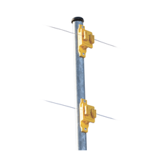 Aislador de Paso color Amarillo reforzado para cercos eléctricos, resistente al clima extremoso