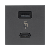 (K126F/14) 2x USB TIPO A+C 5VCD 4,2A Color Grafito