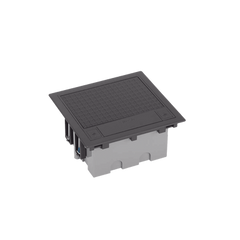 Caja de Suelo Simon Serie S / Para Voz, Datos o Contactos Eléctricos / Capacidad para 2 Módulos / Con Registro Integrado para Fijación en Concreto / Profundidad Ajustable de 70 a 100 mm / Alta Resistencia Mecánica y Térm