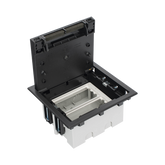 Caja Para Instalación en Piso Falso para Voz, Datos o Contactos Eléctricos / Capacidad para 2 Módulos / Espacio Embellecedor en la Tapa / Profundidad Ajustable de 90 a 120 mm / Los Módulos se Adquieren Aparte / (SF210/14CY)