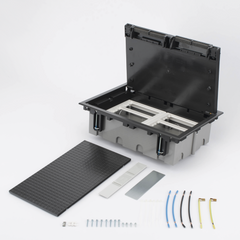 Caja Para Instalación en Piso Falso para Voz, Datos o Contactos Eléctricos / Capacidad para 6 Módulos / Espacio Embellecedor en la Tapa / Profundidad Ajustable de 90 a 120 mm (3.54 a 4.72 pulgadas) / Los Módulos se Adquieren Aparte / (SF610/14CY)
