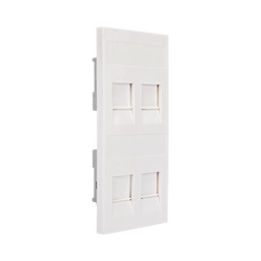 Placa Plana de Voz y Datos con Guardapolvo para 4 RJ45 / Color Blanco / 4 Puertos para Jacks Keystone / Compatible con Cajas de Pavimento SM-CPAV-2 y SM-CPAV-4 / Modelo S76C/9