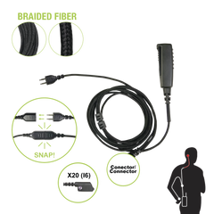 Cable para Micrófono audífono SNAP intercambiable con conector para Radios Icom IC-F3216/4261DS/DT, IC-F52D/62D, IC-F3400/4400DS/DT