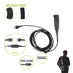 Cable para Micrófono audífono SNAP intercambiable con conector para Radios Icom con conector de 2 pines.