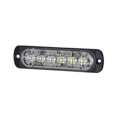 Luz Auxiliar de 12 LED, Rojo/Claro, SAE, Bisel Negro, Lente Transparente
