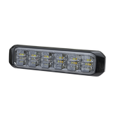 Luz Auxiliar de 18 LED, SAE, Tricolor, Bisel Negro, Rojo/Blanco/Azul, Lente Transparente