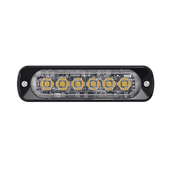 Luz Auxiliar de 6 LED, Ambar, Bisel Negro, Lente Transparente