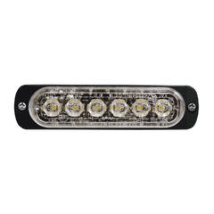 Luz Auxiliar de 6 LED, Ambar, Bisel Negro, Lente Transparente