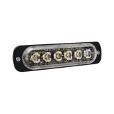 Luz Auxiliar de 6 LED, Ambar, Bisel Negro, Lente Transparente